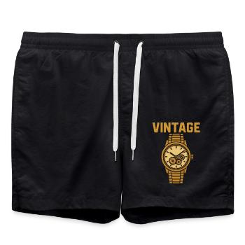 Montre vintage pour homme de style 16 bits - Short de bain - noir - Devant - AI Model Male 185 light (185cm)