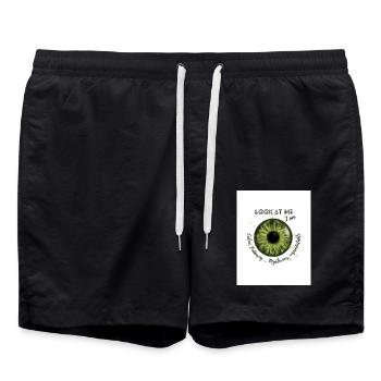 Yeux vert ) - Short de bain - noir - Devant - AI Model Male 185 light (185cm)