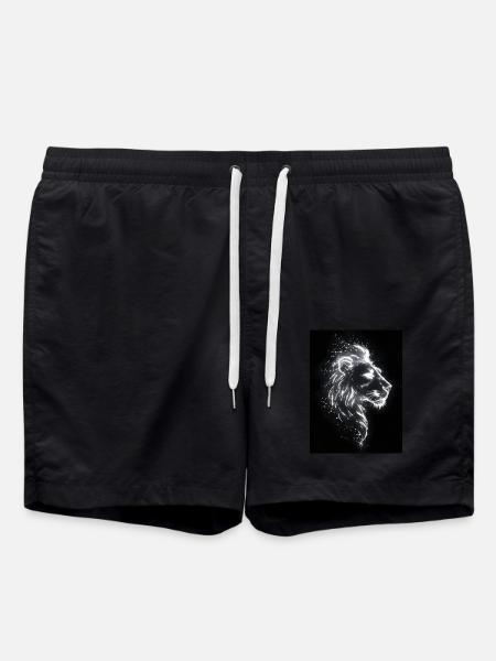 Lion Silhouette Neon Gift - Swim Trunks - black