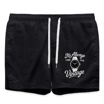 Für Sammler ist immer Zeit für Vintage Uhren - Badeshorts - Schwarz - Vorne - AI Model Male 185 light (185cm)