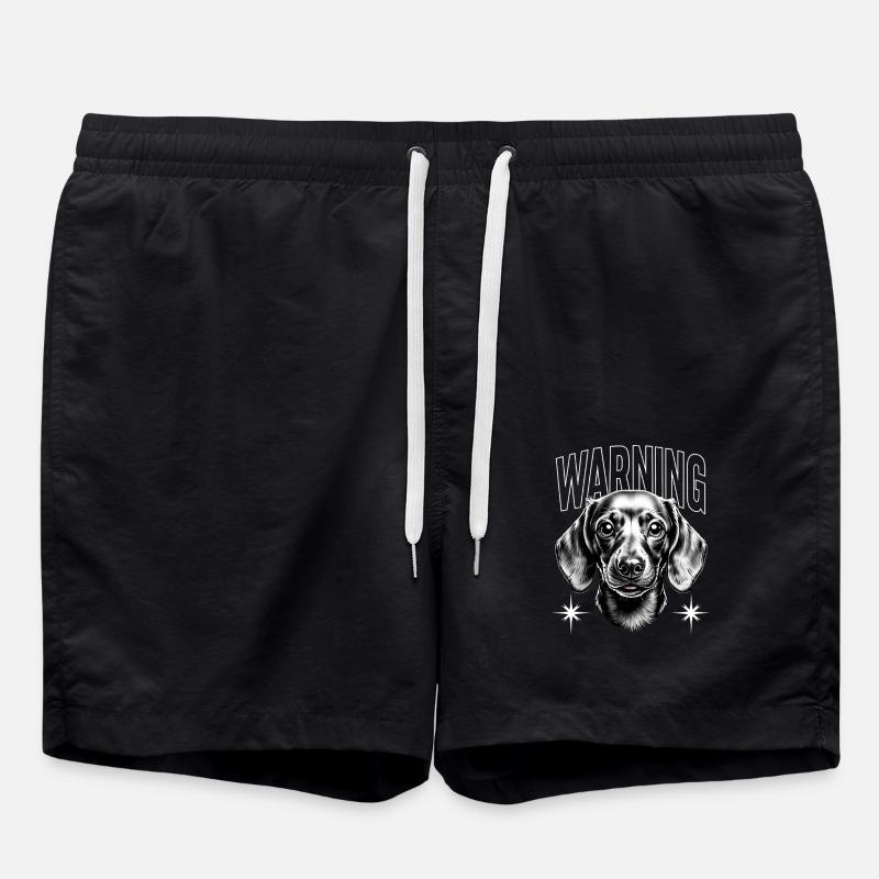 Avertissement chien teckel cadeau - Short de bain - noir