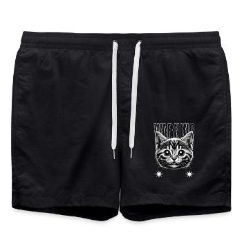 Avertissement chat mignon cadeau - Short de bain - noir - Devant - AI Model Male 185 light (185cm)