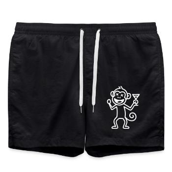 Party Affe - Badeshorts - Schwarz - Vorne - AI Model Male 185 light (185cm)