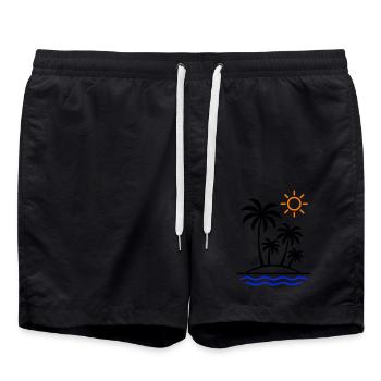 Island Summer Palm Trees - Swim Trunks - black - Front - AI Model Male 185 light (185cm)