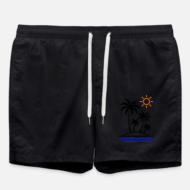 Island Summer Palm Trees - Swim Trunks - black