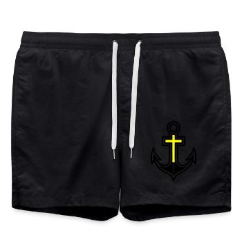 Icône de croix d’ancre - Short de bain - noir - Devant - AI Model Male 185 light (185cm)