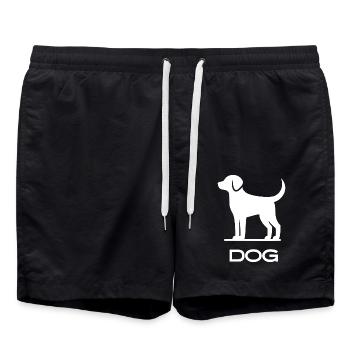 Minimalistisches Hunde-Silhouetten-Haustier-Liebhaber-Design - Badeshorts - Schwarz - Vorne - AI Model Male 185 light (185cm)