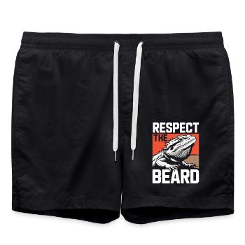 Respect the Beard! Bartagame Reptil Terraristik - Badeshorts - Schwarz - Vorne - AI Model Male 185 light (185cm)