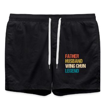 Father Husband Wing Chun Legend - Swim Trunks - black - Front - AI Model Male 185 light (185cm)