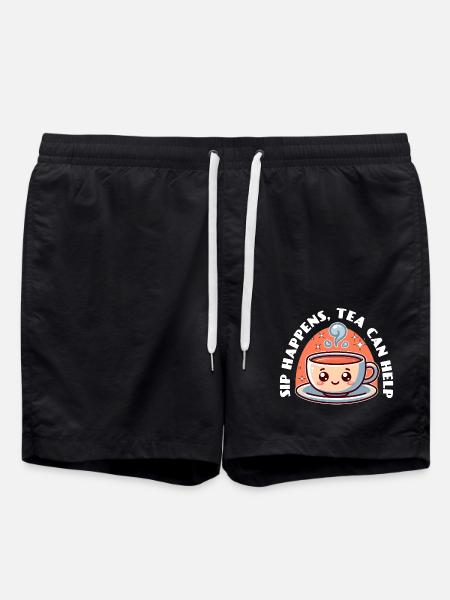SIP HAPPENS, TEA CAN HELP - Swim Trunks - black