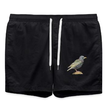 Star bird starling - Swim Trunks - black - Front - AI Model Male 185 light (185cm)