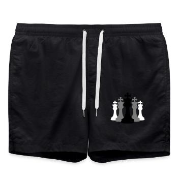 Team Schach Könige - Badeshorts - Schwarz - Vorne - AI Model Male 185 light (185cm)