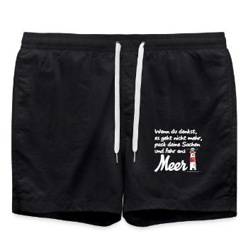 Meer Ostsee Nordsee Spruch Strand Leuchtturm - Badeshorts - Schwarz - Vorne - AI Model Male 185 light (185cm)