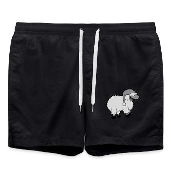 Funny laughing sheep - Swim Trunks - black - Front - AI Model Male 185 light (185cm)