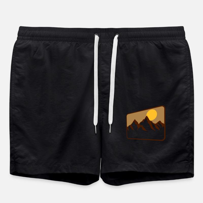 landscape shield mountains silhouette - Swim Trunks - black