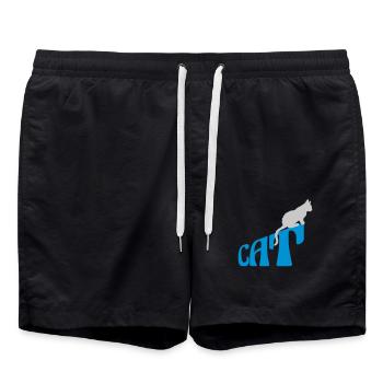 Text Cat Pet Logo - Swim Trunks - black - Front - AI Model Male 185 light (185cm)