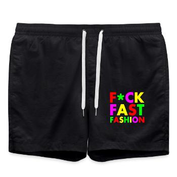 Fuck fast fashion - Short de bain - noir - Devant - AI Model Male 185 light (185cm)