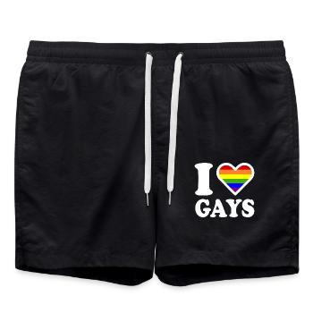 I love gays - Swim Trunks - black - Front - AI Model Male 185 light (185cm)