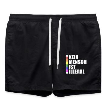 Kein mensch ist illegal - Badeshorts - Schwarz - Vorne - AI Model Male 185 light (185cm)