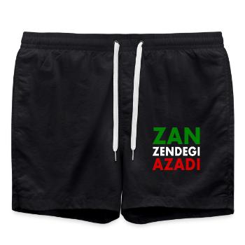 Zan zendegi azadi women life freedom - Short de bain - noir - Devant - AI Model Male 185 light (185cm)