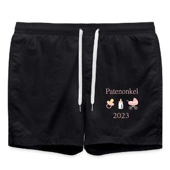 Patenonkel 2023 Geburt Mädchen Taufe - Badeshorts - Schwarz - Vorne - AI Model Male 185 light (185cm)