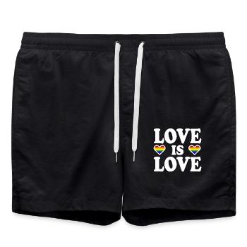 Love is love - Swim Trunks - black - Front - AI Model Male 185 light (185cm)