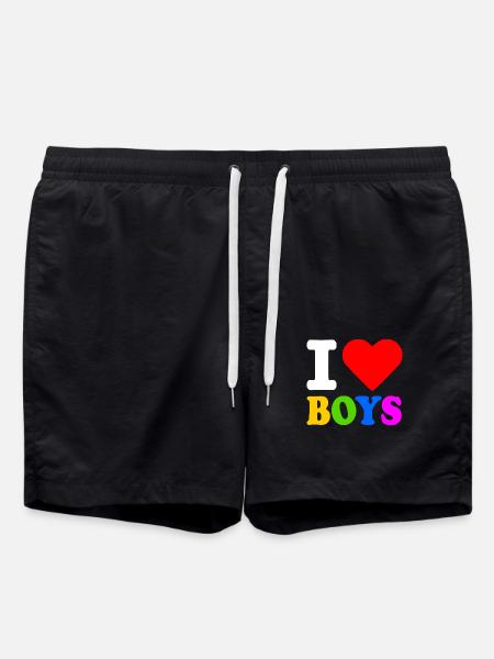 I love boys - Swim Trunks - black