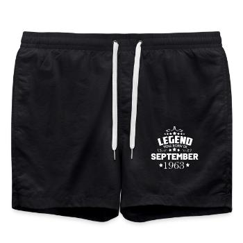 Une légende est née en septembre 1963 - Short de bain - noir - Devant - AI Model Male 185 light (185cm)
