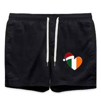 Ireland Flag Christmas Heart - Swim Trunks - black - Front - AI Model Male 185 light (185cm)