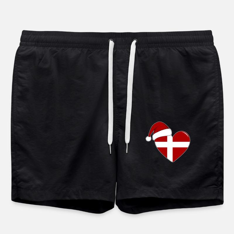 Coeur de Noël drapeau Danemark - Short de bain - noir