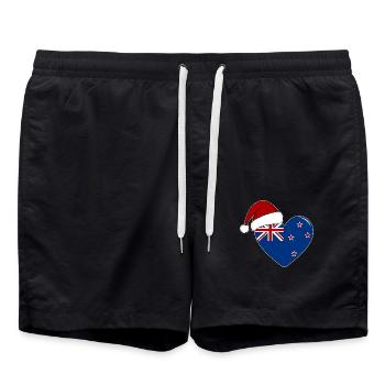 Coeur de Noël drapeau Nouvelle-Zélande - Short de bain - noir - Devant - AI Model Male 185 light (185cm)