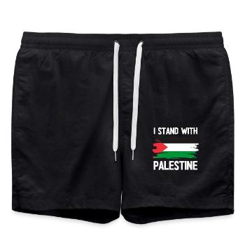I STAND WITH Palestine - Swim Trunks - black - Front - AI Model Male 185 light (185cm)