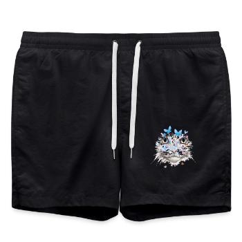 Cat Cats Cat Face Nature Butterflies - Swim Trunks - black - Front - AI Model Male 185 light (185cm)