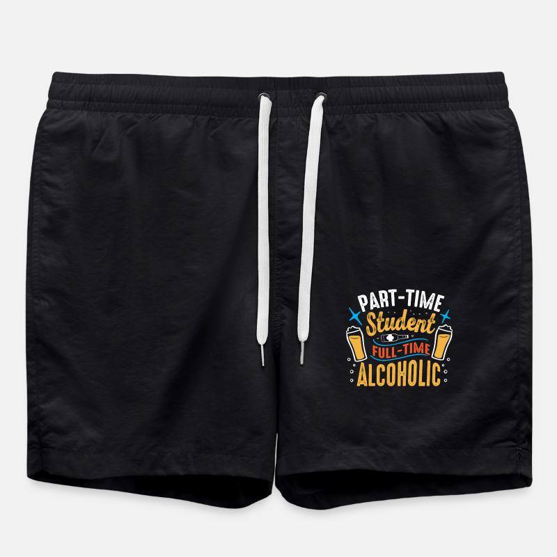 Part-time Student Full-time Alcoholic - Swim Trunks - black