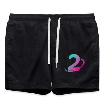 Nummer 2 mehrfarbig - Badeshorts - Schwarz - Vorne - AI Model Male 185 light (185cm)