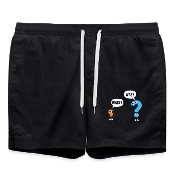 Wait, what? - Wait, what? - Comic punctuation marks - Swim Trunks - black - Front - AI Model Male 185 light (185cm)