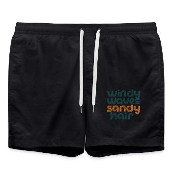 windy waves - Badeshorts - Schwarz - Vorne - AI Model Male 185 light (185cm)
