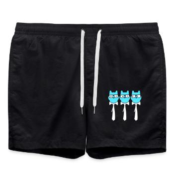 3 Schlaue Nerd Katze Hornbrille Geek Krawatte Team - Badeshorts - Schwarz - Vorne - AI Model Male 185 light (185cm)