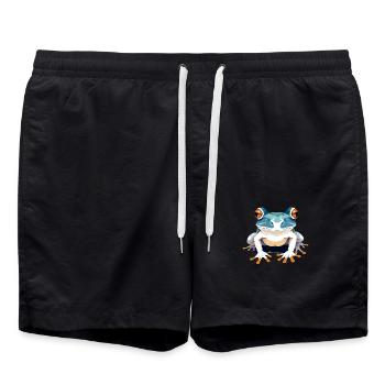 Frosch-Vektor-Kunst mit lebendigen Farben Illustration - Badeshorts - Schwarz - Vorne - AI Model Male 185 light (185cm)