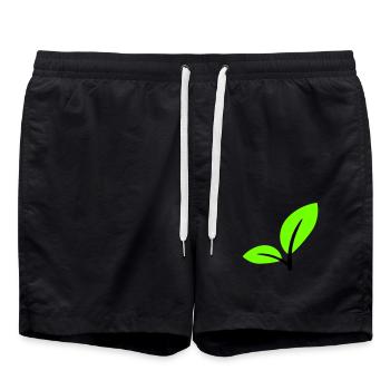 2 Green Beautiful Leaves Eco Spring Summer Nature - Swim Trunks - black - Front - AI Model Male 185 light (185cm)