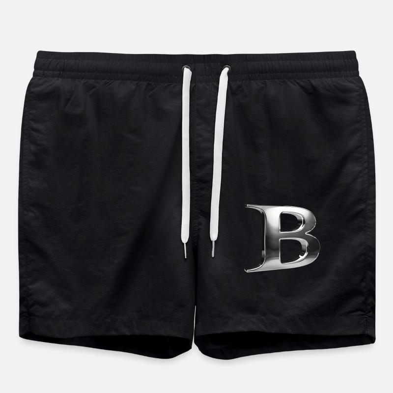 Chrome "B" Metallic - Swim Trunks - black