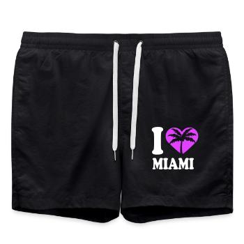 J’aime Miami Beach États-Unis Coeur Palmier Amérique Amour - Short de bain - noir - Devant - AI Model Male 185 light (185cm)