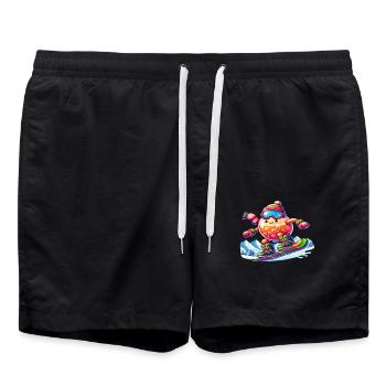 "Bubbly Snowboarder" - Swim Trunks - black - Front - AI Model Male 185 light (185cm)
