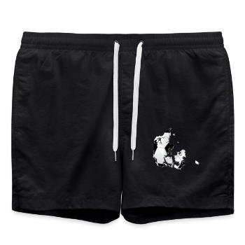 Denmark map frames real football - Swim Trunks - black - Front - AI Model Male 185 light (185cm)