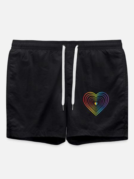 Colored Heart - Swim Trunks - black