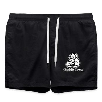 Cat & Dog Cuddling - Cuddle Crew Design - Swim Trunks - black - Front - AI Model Male 185 light (185cm)