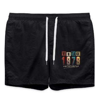 Vintage 1979: Limited Edition - 46th Anniversary. - Swim Trunks - black - Front - AI Model Male 185 light (185cm)