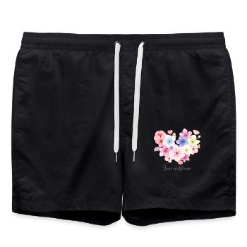 Love in Bloom Flower Design - Swim Trunks - black - Front - AI Model Male 185 light (185cm)