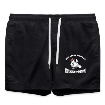 Drôle J’aime les poules petit-déjeuner oeuf design - Short de bain - noir - Devant - AI Model Male 185 light (185cm)