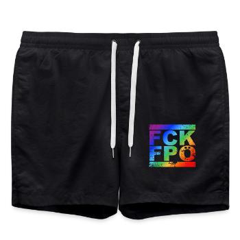 FCK FPÖ - Montrer l’exemple contre la droite - Short de bain - noir - Devant - AI Model Male 185 light (185cm)